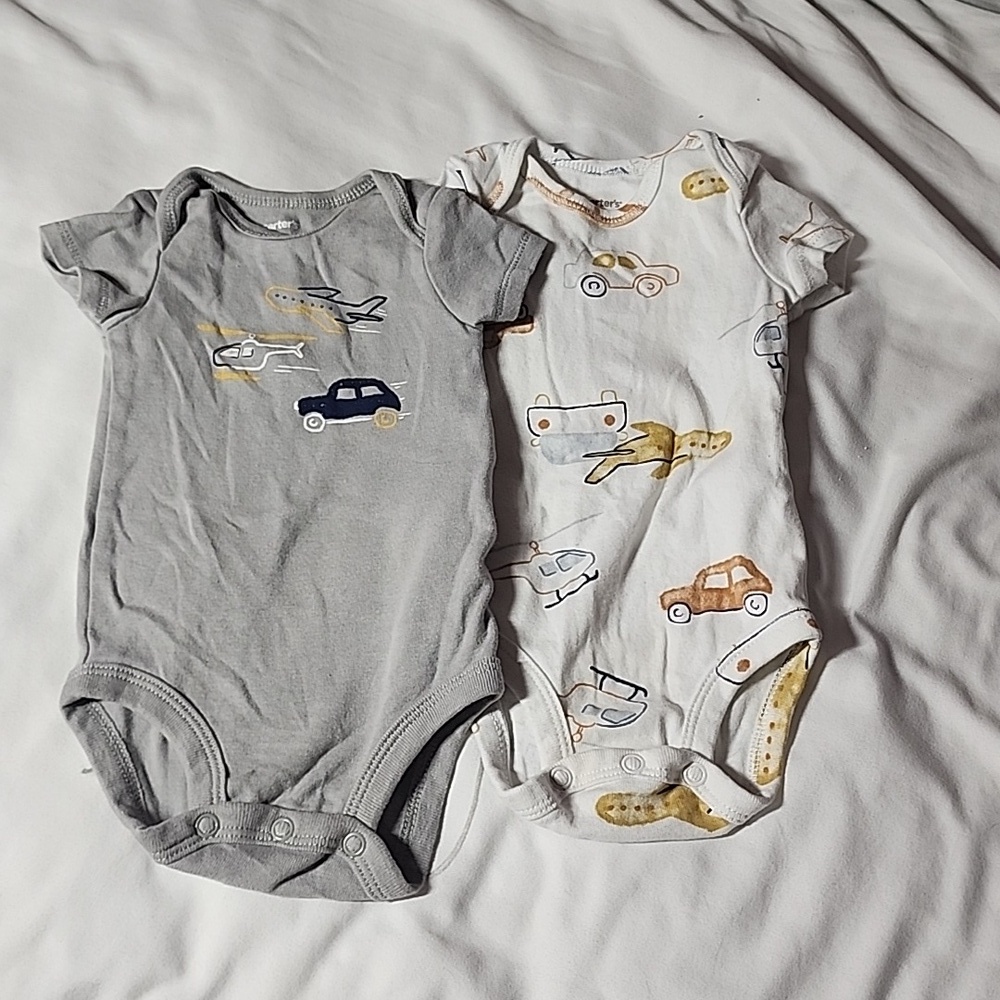 Carter's 2pk transportation onesies sz 3 mon